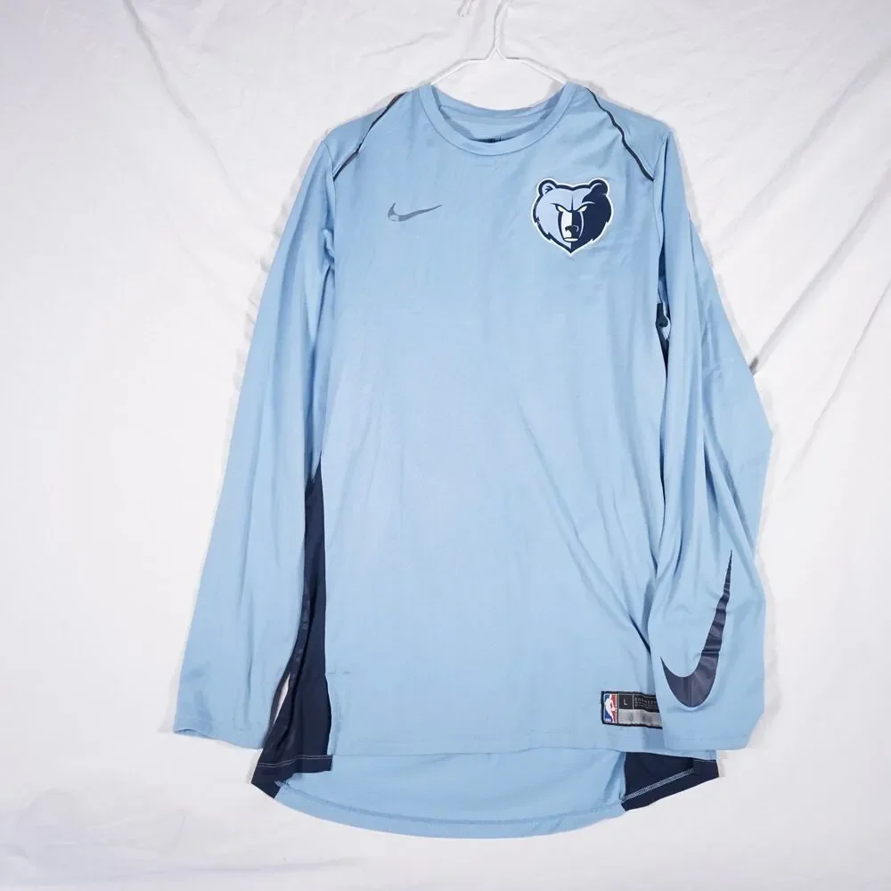 Nike Memphis Grizzlies Elite Long Sleeve Shooter Shirt Blue Mens Large Tall